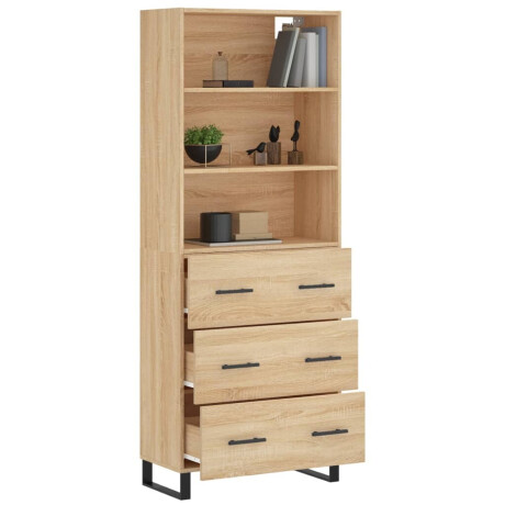 vidaXL Hoge kast 69,5x34x180 cm bewerkt hout sonoma eikenkleurig afbeelding3 - 1
