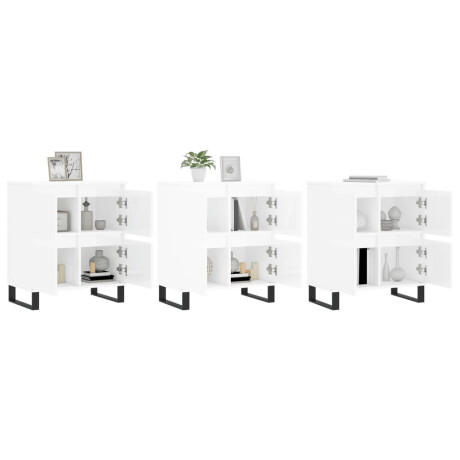 vidaXL Dressoirs 3 st bewerkt hout hoogglans wit afbeelding3 - 1