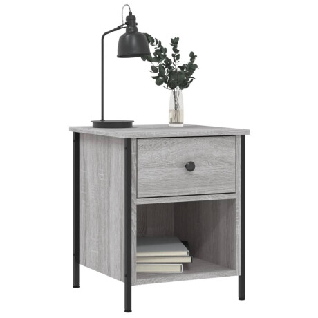 vidaXL Nachtkastje 40x42x50 cm bewerkt hout grijs sonoma eikenkleurig afbeelding3 - 1