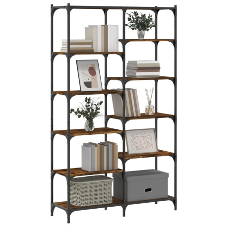 vidaXL Boekenrek 100x32x170 cm bewerkt hout en ijzer gerookt eiken afbeelding3 - 1