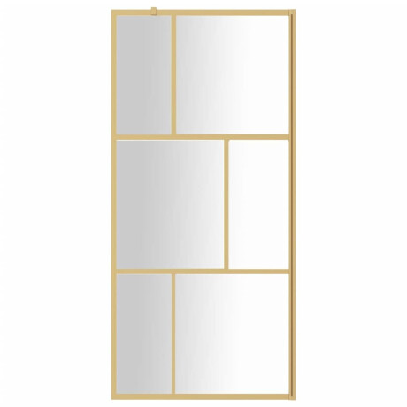 vidaXL Inloopdouchewand transparant 80x195 cm ESG-glas goudkleurig afbeelding3 - 1