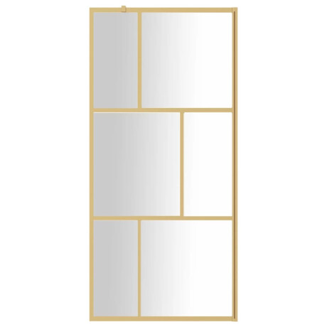 vidaXL Inloopdouchewand transparant 90x195 cm ESG-glas goudkleurig afbeelding3 - 1
