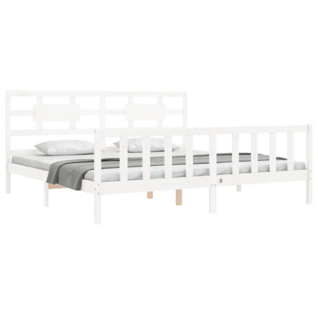 vidaXL Bedframe met hoofdbord massief hout wit afbeelding3 - 1