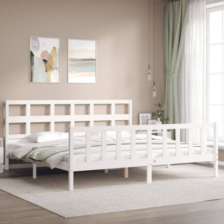 vidaXL Bedframe met hoofdbord massief hout wit afbeelding3 - 1
