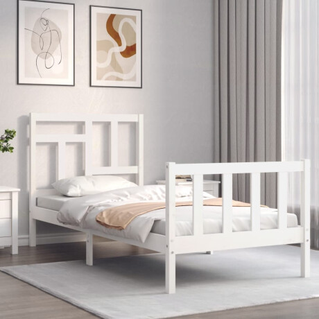 vidaXL Bedframe met hoofdbord massief hout wit afbeelding3 - 1
