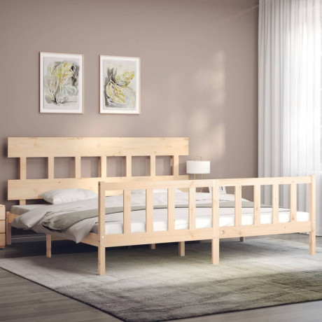 vidaXL Bedframe met hoofdbord massief hout afbeelding3 - 1