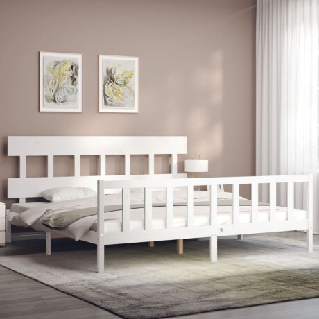 vidaXL Bedframe met hoofdbord massief hout wit afbeelding3 - 1