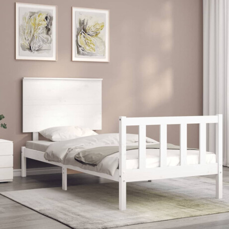 vidaXL Bedframe met hoofdbord massief hout wit afbeelding3 - 1