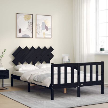 vidaXL Bedframe met hoofdbord massief hout zwart afbeelding3 - 1