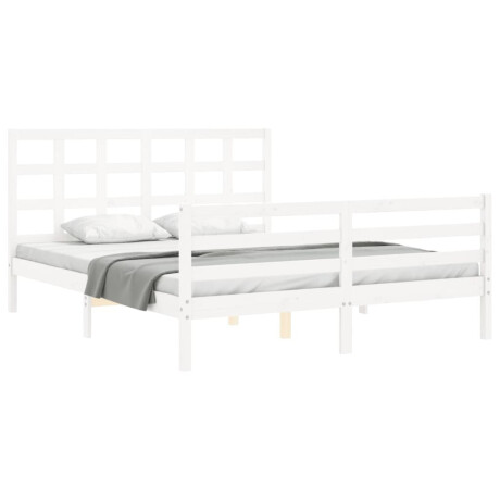 vidaXL Bedframe met hoofdbord massief hout wit 160x200 cm afbeelding3 - 1