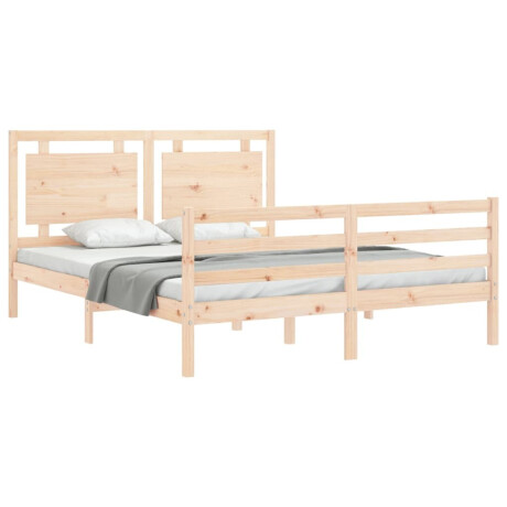 vidaXL Bedframe met hoofdbord massief hout 160x200 cm afbeelding3 - 1