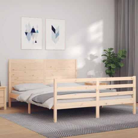 vidaXL Bedframe met hoofdbord massief hout 160x200 cm afbeelding3 - 1