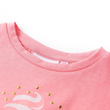 vidaXL Kindershirt 116 fluorescerend felroze afbeelding3 - 1
