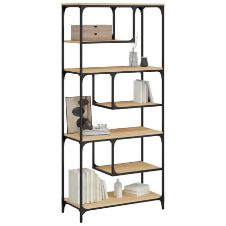 vidaXL Boekenkast 81x36x176 cm bewerkt hout sonoma eikenkleurig afbeelding3 - 1