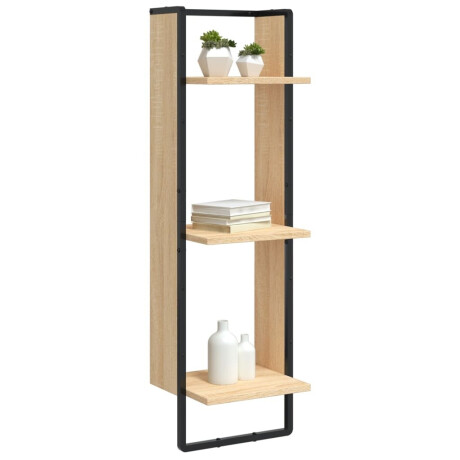 vidaXL Wandrek 3-laags 30x25x100 cm bewerkt hout sonoma eikenkleurig afbeelding3 - 1