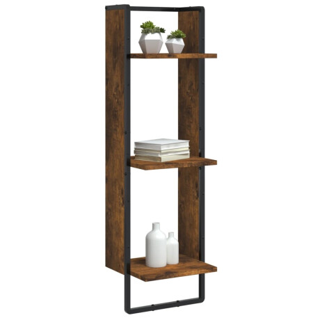 vidaXL Wandrek 3-laags 30x25x100 cm bewerkt hout gerookt eikenkleurig afbeelding3 - 1