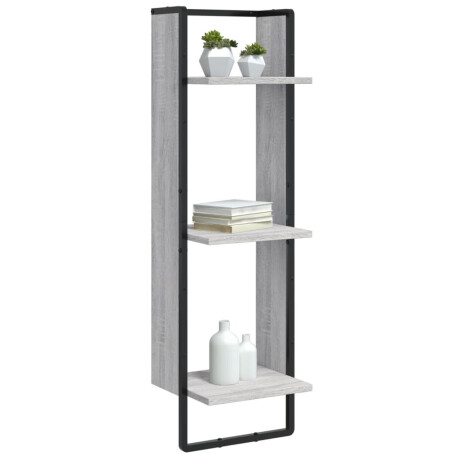vidaXL Wandrek 3-laags 30x25x100 cm bewerkt hout grijs sonoma eiken afbeelding3 - 1
