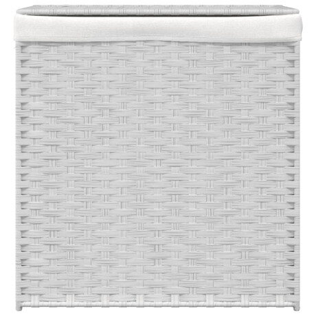 vidaXL Wasmand met 2 vakken 53x35x57 cm poly rattan wit afbeelding3 - 1