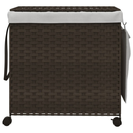 vidaXL Wasmand op wielen 60x35x60,5 cm rattan donkerbruin afbeelding3 - 1