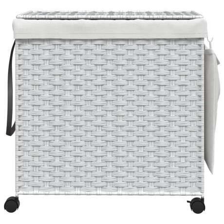 vidaXL Wasmand op wielen 60x35x60,5 cm rattan wit afbeelding3 - 1