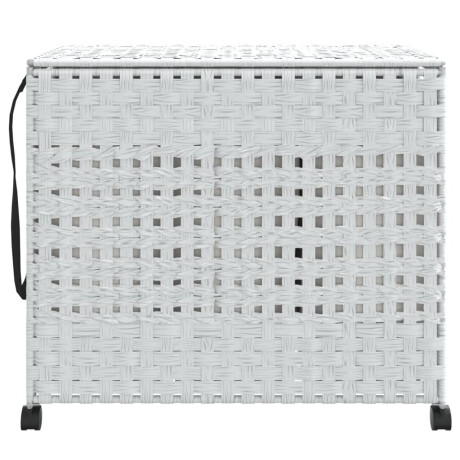 vidaXL Wasmand op wielen 66x35x60 cm rattan wit afbeelding3 - 1