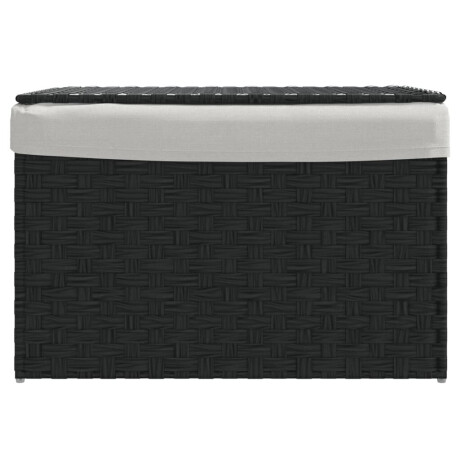 vidaXL Wasmand met deksel 55,5x35x34 cm poly rattan zwart afbeelding3 - 1