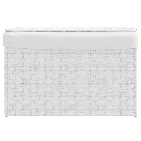 vidaXL Wasmand met deksel 55,5x35x34 cm poly rattan wit afbeelding3 - 1