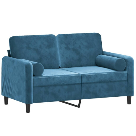 vidaXL Tweezitsbank met sierkussens 120 cm fluweel blauw afbeelding3 - 1