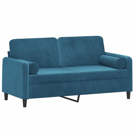 vidaXL Tweezitsbank met sierkussens 140 cm fluweel blauw afbeelding3 - 1