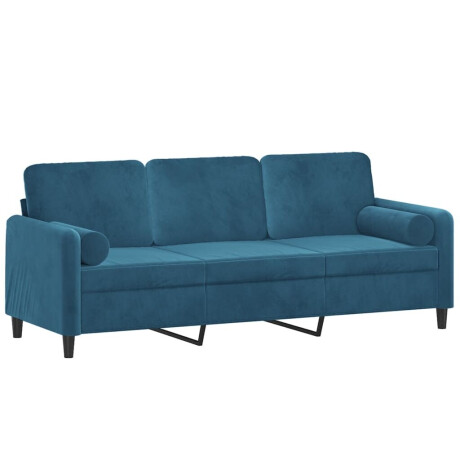 vidaXL Driezitsbank met sierkussens 180 cm fluweel blauw afbeelding3 - 1
