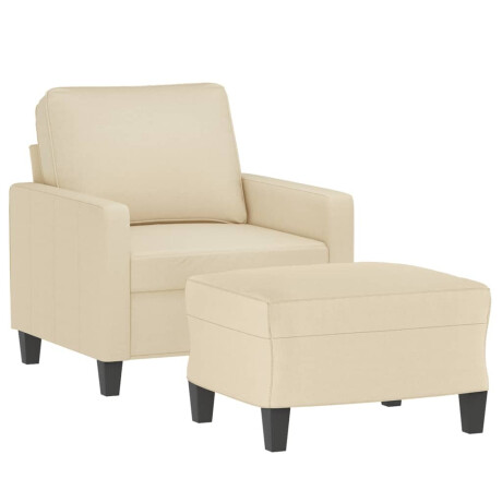 vidaXL Fauteuil met voetenbank 60 cm stof crèmekleurig afbeelding3 - 1