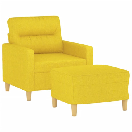 vidaXL Fauteuil met voetenbank 60 cm stof lichtgeel afbeelding3 - 1