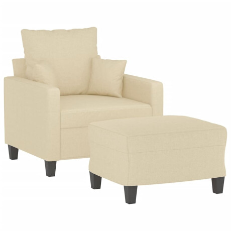 vidaXL Fauteuil met voetenbank 60 cm stof crèmekleurig afbeelding3 - 1