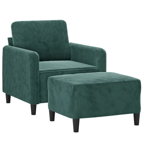 vidaXL Fauteuil met voetenbank 60 cm fluweel donkergroen afbeelding3 - 1