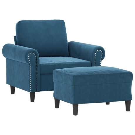 vidaXL Fauteuil met voetenbank 60 cm fluweel blauw afbeelding3 - 1