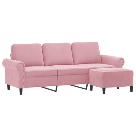 vidaXL Driezitsbank met voetenbank 180 cm fluweel roze afbeelding3 - 1