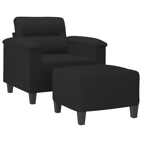 vidaXL Fauteuil met voetenbank 60 cm microvezelstof zwart afbeelding3 - 1