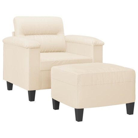 vidaXL Fauteuil met voetenbank 60 cm microvezelstof beige afbeelding3 - 1