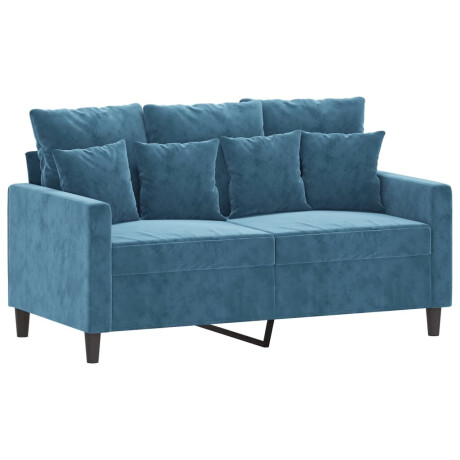 vidaXL 3-delige Loungeset met kussens fluweel blauw afbeelding3 - 1