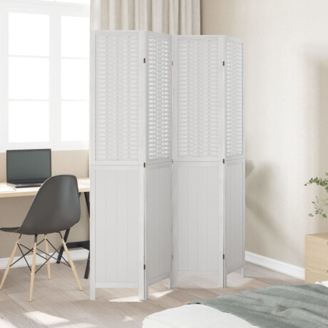 vidaXL Kamerscherm met 4 panelen massief paulowniahout wit afbeelding3 - 1