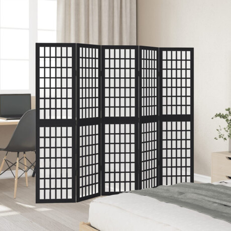 vidaXL Kamerscherm met 5 panelen massief paulowniahout zwart afbeelding3 - 1