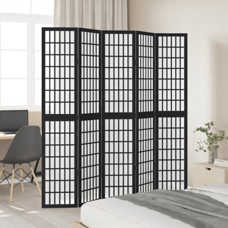 vidaXL Kamerscherm met 5 panelen massief paulowniahout zwart afbeelding3 - 1