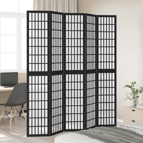 vidaXL Kamerscherm met 5 panelen massief paulowniahout zwart afbeelding3 - 1