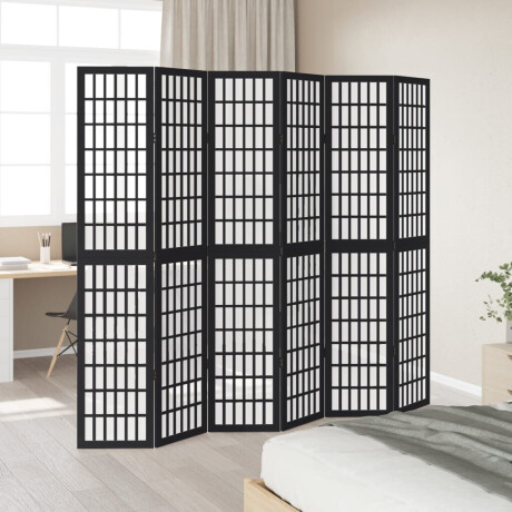 vidaXL Kamerscherm met 6 panelen massief paulowniahout zwart afbeelding3 - 1