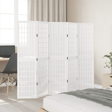 vidaXL Kamerscherm met 5 panelen massief paulowniahout wit afbeelding3 - 1