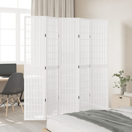 vidaXL Kamerscherm met 5 panelen massief paulowniahout wit afbeelding3 - 1