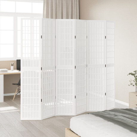 vidaXL Kamerscherm met 6 panelen massief paulowniahout wit afbeelding3 - 1
