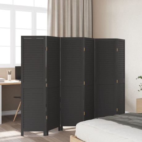 vidaXL Kamerscherm met 6 panelen massief paulowniahout zwart afbeelding3 - 1