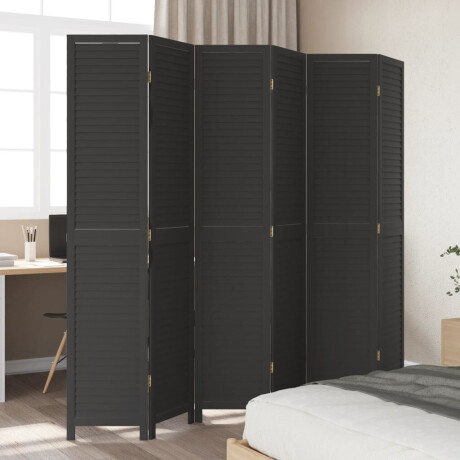 vidaXL Kamerscherm met 6 panelen massief paulowniahout zwart afbeelding3 - 1