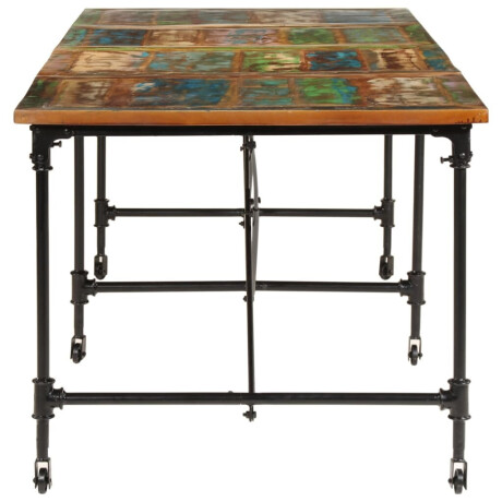 vidaXL Eettafel 220x90x77 cm massief gerecycled hout afbeelding3 - 1